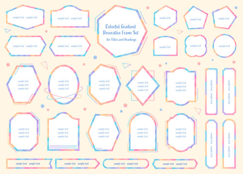 タイトルと見出し用のカラフルなグラデーション装飾フレームセット