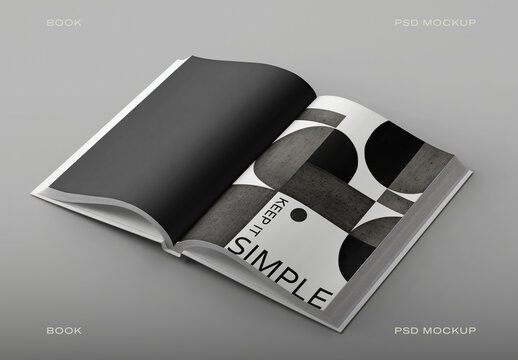 Open Book Mockup With Geometric Design PSD