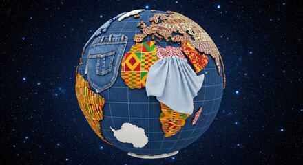 Globe with Fabric and Grid Pattern.