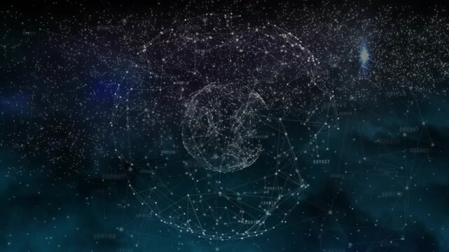 Node orb rotating, rewiring in teal void, streak crossing left-right lighting shell, showing flow