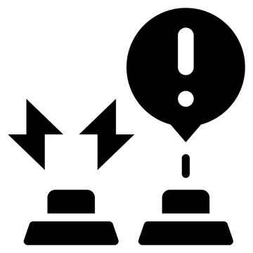 push buttom exclamation alert warning solid glyph icon