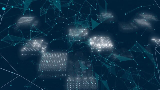 Faceted shell breaking open, opening data core as panels lighting and camera moving to show nodes