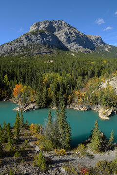A serene autumn vista in Banff National Park in Alberta, Canada.
