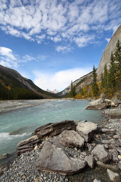 A serene autumn vista in Banff National Park in Alberta, Canada.