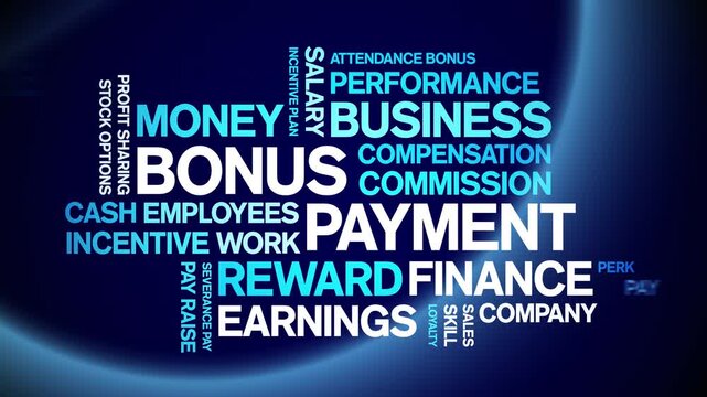 Bonus Payment animated word cloud-text design animation tag kinetic typography seamless loop.