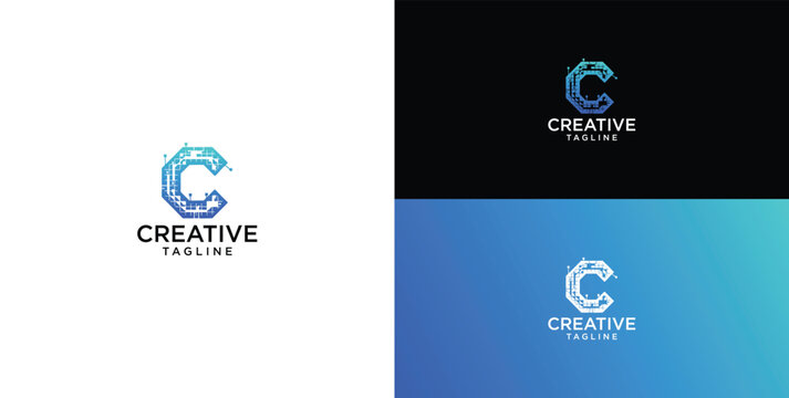 Technology logo vector. Initial letter C logo design