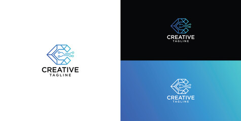 Technology logo vector. Initial letter C logo design