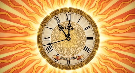 Clock face with daylight savings time banner