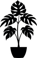 Philodendron Xanadu Potted Tropical Leaf Silhouette Illustration © shahadat