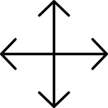 Art & Illustration, Four Direction Move Navigation Arrows Outline Vector Icon