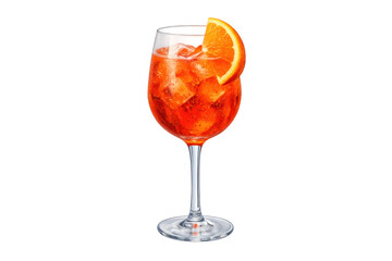 Refreshing cocktail with ice and orange slice