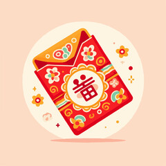 Cute cartoon angpao vector illustration