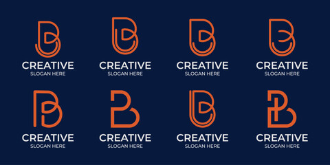 A diverse collection of modern letter B logo designs with integrated play icons, ideal for creative branding, media companies, or entertainment businesses © Nozie Sky