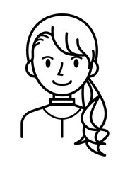 ベクターイラスト素材：笑顔の若い女性アイコン