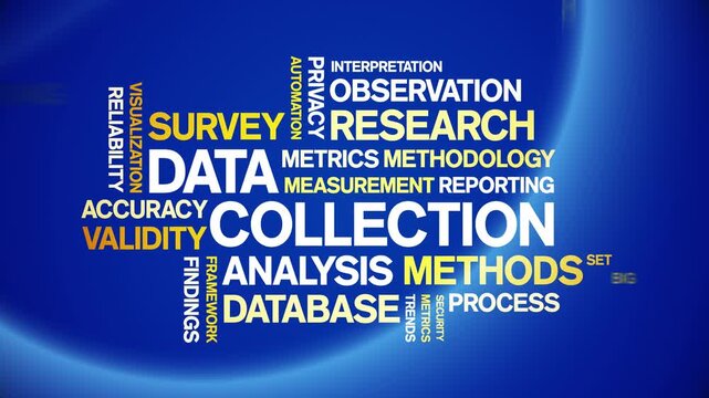 Data Collection animated word cloud-text design animation tag kinetic typography seamless loop.