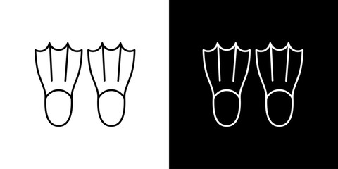 Outline icon depicting a pair of swimming fins, crucial gear for underwater exploration, snorkeling, and various water sports activities © Tifany