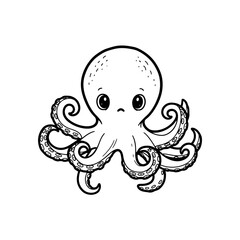 Naklejka premium Cartoon Octopus Illustration with Tentacles.