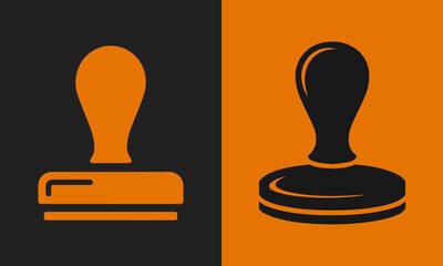 Minimalist Graphic Design Featuring Two Stylized Rubber Stamps