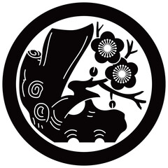 家紋です。丸に古木梅といいます。