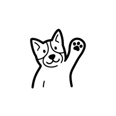 Cartoon Dog Waving Paw Illustration.