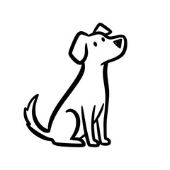 Obraz premium Simple Black Dog Illustration Sitting.