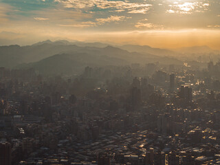 Taipei Finacial District, capital city of Taiwan, with view of Taipei 101 Tower standing amid skyscrapers