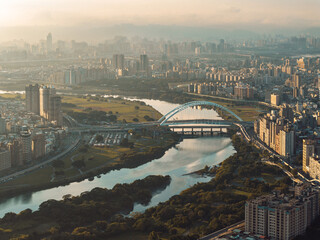 Taipei Finacial District, capital city of Taiwan, with view of Taipei 101 Tower standing amid skyscrapers