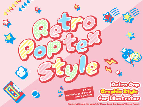 Retro Pop Puffy Sticker Graphic Style for Illustrator
