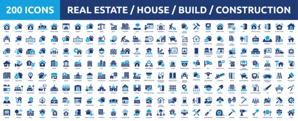 Selbstklebende Fototapeten Marienkäfer Huge set of 200 solid icons. Mega collection concept of house, home, real estate, building and construction. Vector illustration.  © Icons-Studio