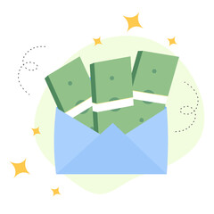 Cash Money Inside Envelope Illustration