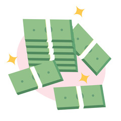 Stack of Banknotes and Cash Bundle Illustration