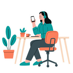 Woman Working on Laptop and Smartphone at Home