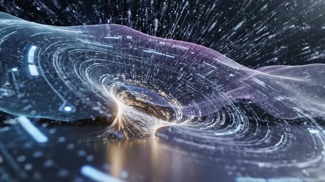 Abstract digital wave of data flowing through a futuristic space