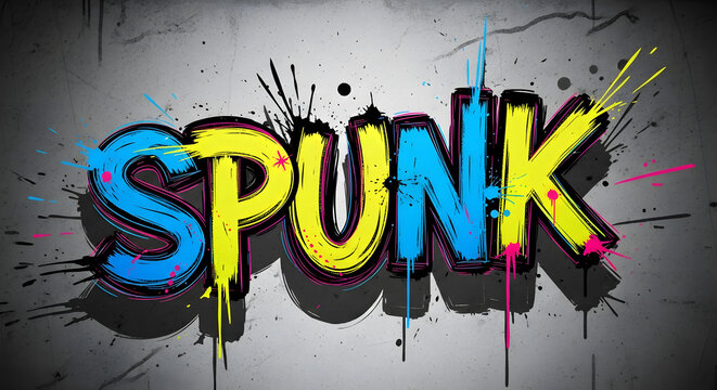 Bold typographic art featuring the word spunk in a creative font
