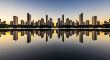 Obraz premium Belo Horizonte City Skyline and Modern Buildings Reflected in La