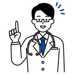 アイデアをひらめく医師の男性