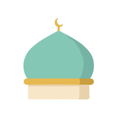 Fototapeta premium Islamic Mosque Dome Vector Illustration with Golden Crescent Moon for Religious Design