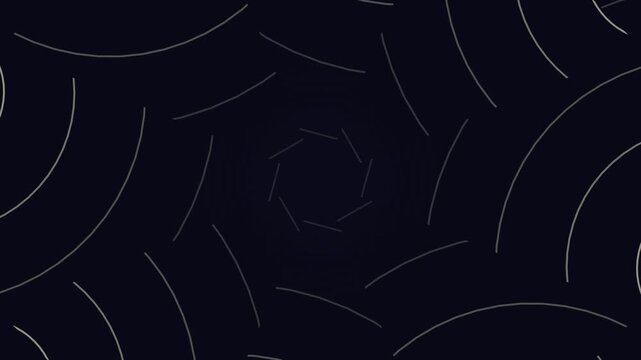 Abstract geometric pattern with curved lines on a dark background, viewed from directly above, showcasing intricate design and negative space.