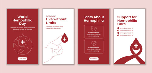 Naklejka premium Flat Cartoon Hand Drawn World Hemophilia Day Social Media Stories Background