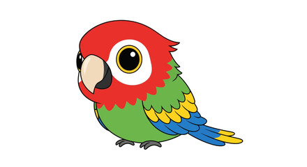 Cute cartoon parrot illustration, vector style graphic for design, isolated