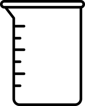 Black beaker glass icon - outline