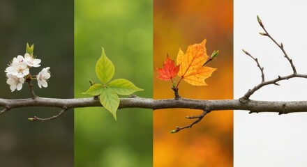 A visual journey through the year, featuring foliage in four distinct seasons
