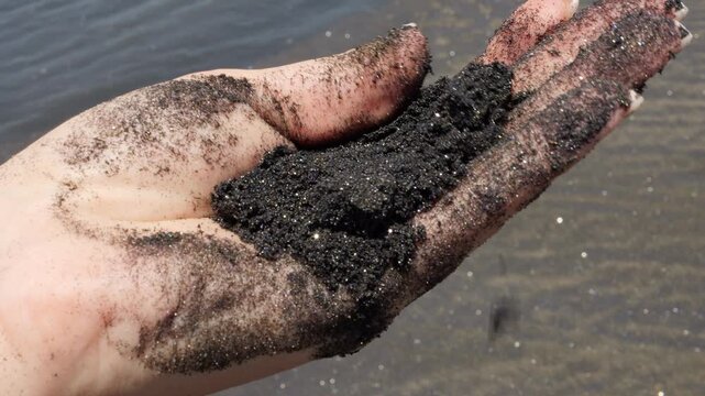 Environmental awareness on fragile coast human impact visible in polluted sand and damaged habitat Sand contamination harms wildlife sand erosion speeds change sand protection demands urgent care