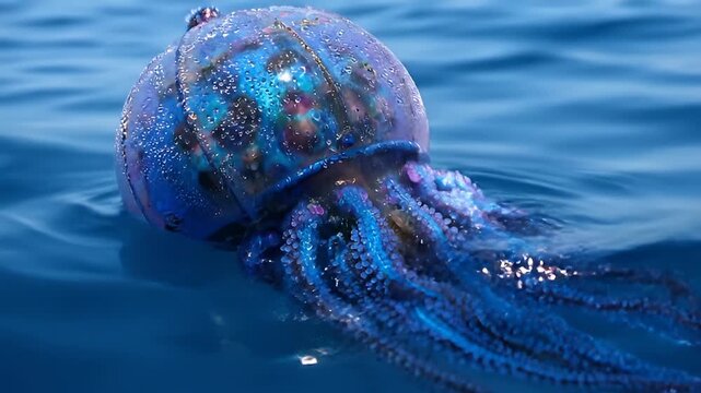 Cuttlefish Swimming in Ocean Water.