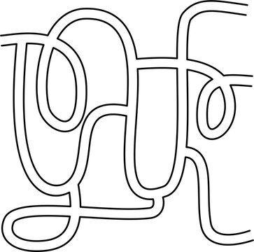 Maze Path for Kids Worksheet, Fun Abstract Maze Line Game, Abstract Doodle Maze Path Game