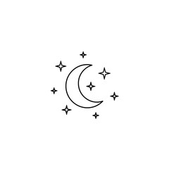 Celestial Night Moon and Stars Outline
