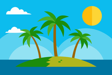 Obraz premium Tropical Island Landscape with Clear Water and Coconut Trees