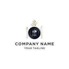 Obraz premium Restaurant Logo with Plate and Utensils Design.