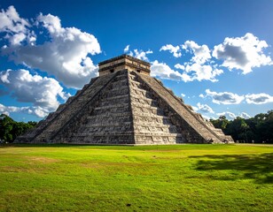 Majestic Chichen Itza Pyramid - A Stunning View of Ancient Mayan Architecture.