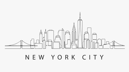 Fototapeta premium Flat Design one line without breaking the New York City
